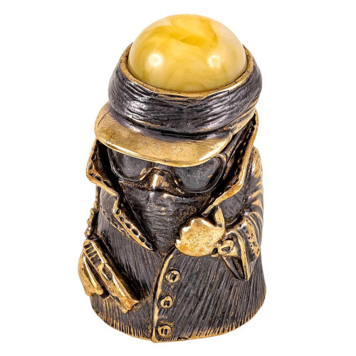 Наперсток из бронзы и янтаря "Гангстер с магнитом" №1899B