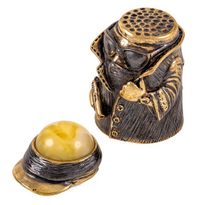 Наперсток из бронзы и янтаря "Гангстер с магнитом" №1899B