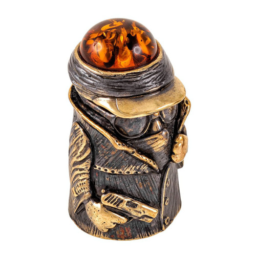 Наперсток из бронзы и янтаря "Гангстер с магнитом" №1899K