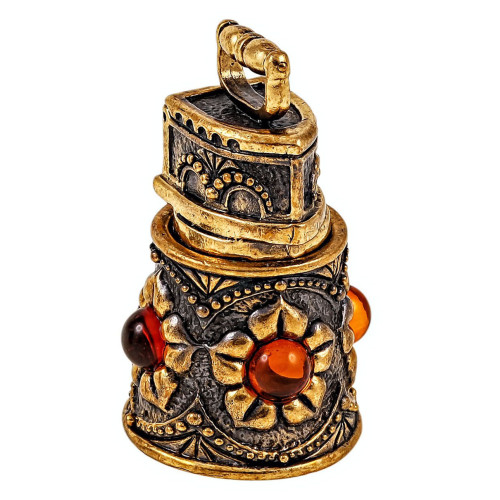 Наперсток из бронзы и янтаря "Ажурный с утюгом" №1904-2K