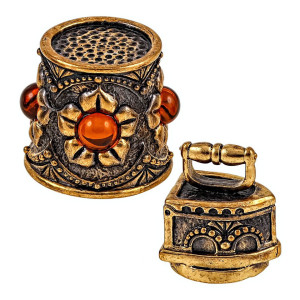 Наперсток из бронзы и янтаря "Ажурный с утюгом" №1904-2K