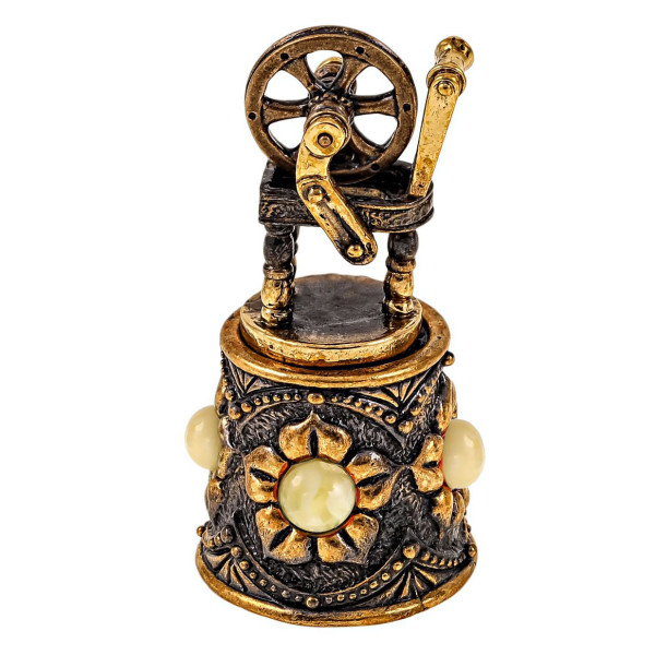 Наперсток из бронзы и янтаря "Ажурный с веретеном" №1904-4B Наперсток из бронзы и янтаря "Ажурный с веретеном" №1904-4B