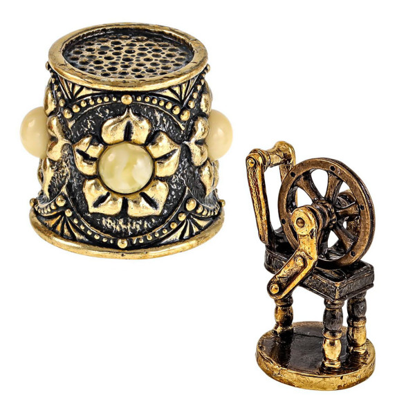 Наперсток из бронзы и янтаря "Ажурный с веретеном" №1904-4B