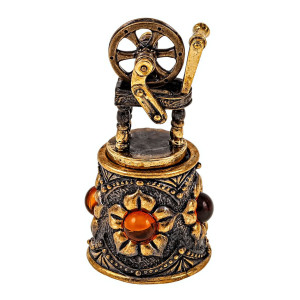 Наперсток из бронзы и янтаря "Ажурный с веретеном" №1904-4K