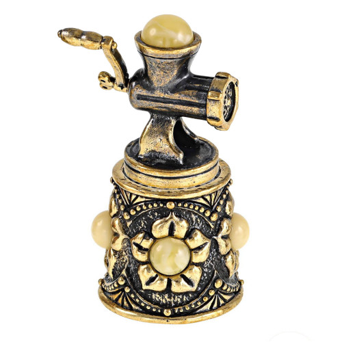 Наперсток из бронзы и янтаря "Ажурный с мясорубкой" №1904-5B