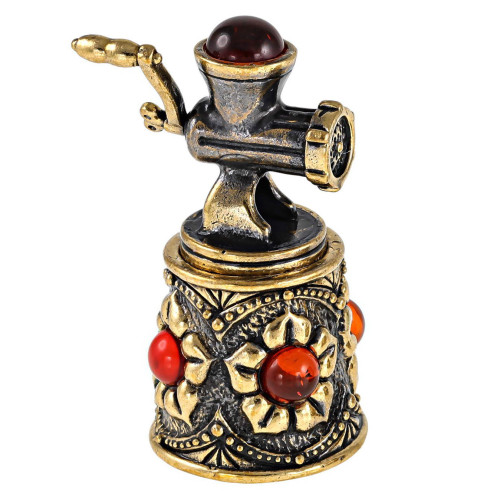 Наперсток из бронзы и янтаря "Ажурный с мясорубкой" №1904-5K