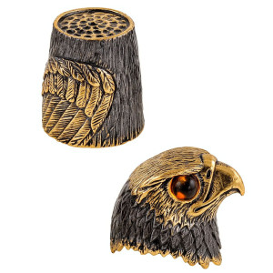 Наперсток из бронзы и янтаря "Cокол магнит" №2268K