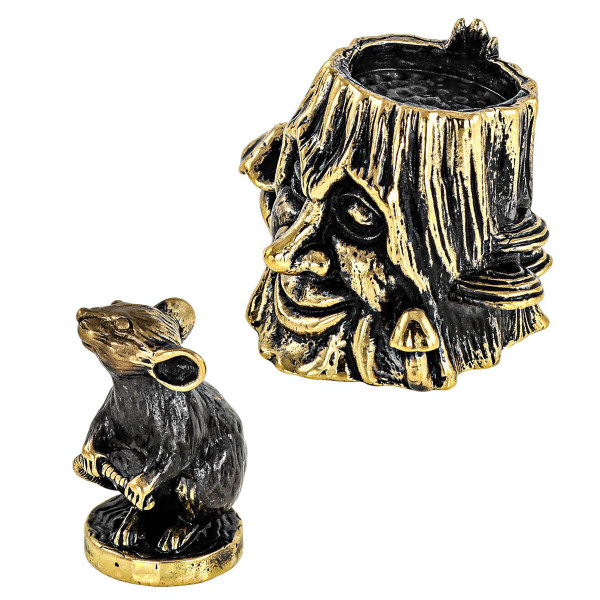 Наперсток из бронзы "Пень с мышкой" №2297