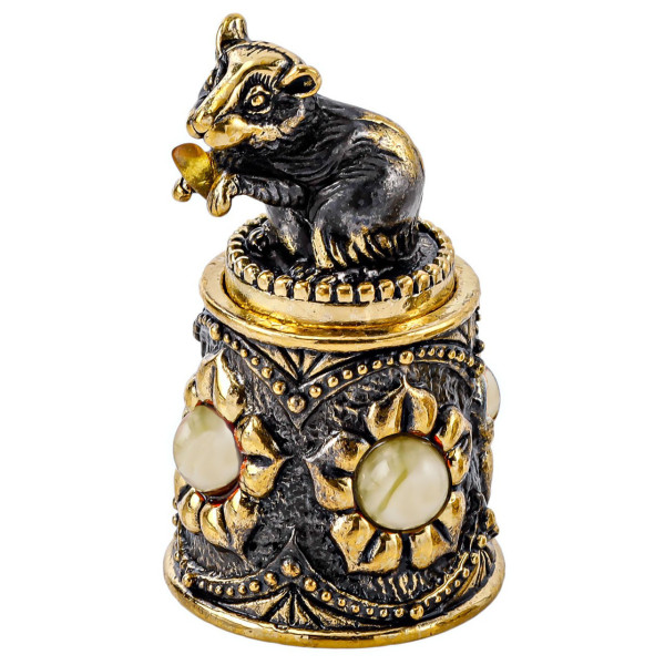 Наперсток из бронзы и янтаря "Ажурный с мышью" №2299B Наперсток из бронзы и янтаря "Ажурный с мышью" №2299B