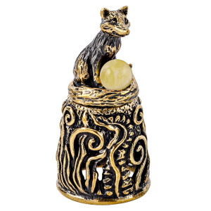 Наперсток из бронзы и янтаря "Лисичка магнит" №2440B