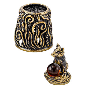 Наперсток из бронзы и янтаря "Лисичка магнит" №2440K
