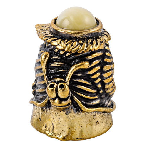 Наперсток из бронзы и янтаря "Улитка с листиком" №2442B