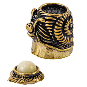 Наперсток из бронзы и янтаря "Улитка с листиком" №2442B