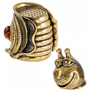 Наперсток из бронзы и янтаря "Улитка улыбка" №2880K