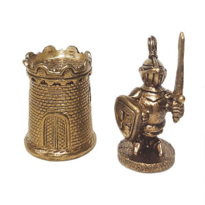 Наперсток из бронзы без магнита "Крепость с рыцарем" №JN13-619