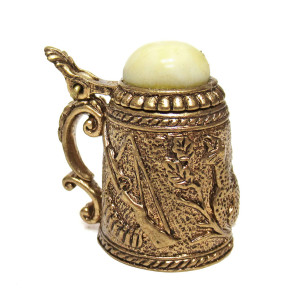 Наперсток из бронзы и янтаря "Пивная кружка" №JN14-1727B