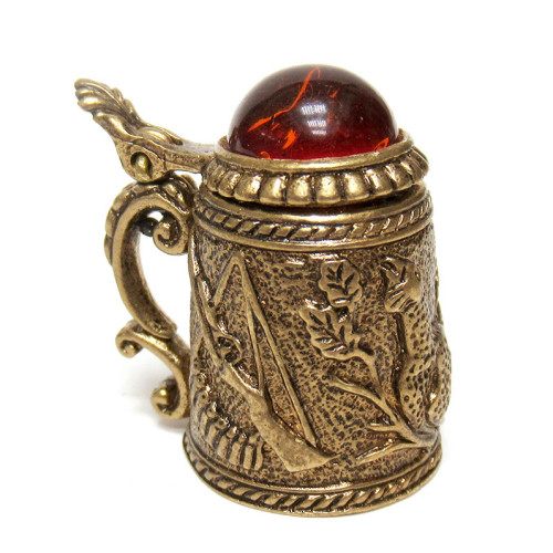 Наперсток из бронзы и янтаря "Пивная кружка" №JN14-1727K