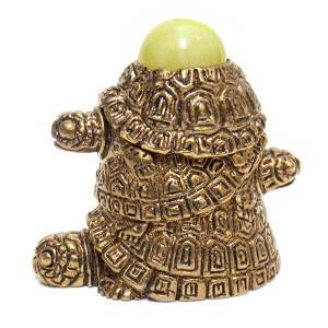 Наперсток из бронзы и янтаря на магните "Черепаха трио" №JN15-1874B