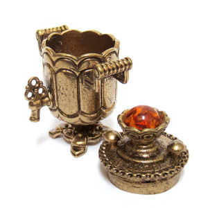 Наперсток из бронзы и янтаря "Самовар" №JN16-1733K