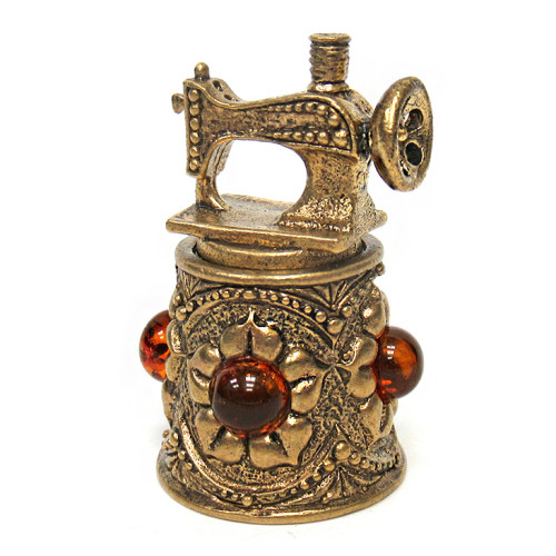 Наперсток из бронзы и янтаря "Ажурный с швейной машинкой" №JN17-19041K