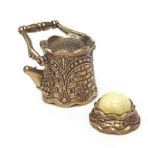 Наперсток из бронзы и янтаря с магнитом "Чайник" №JN19-1776B