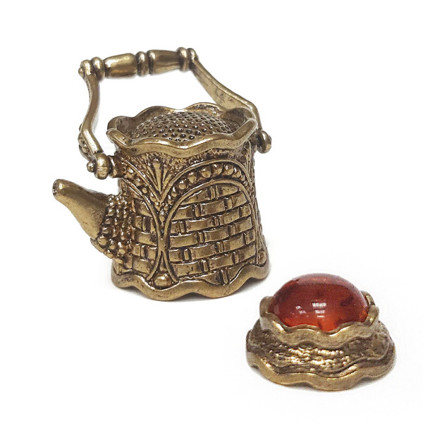 Наперсток из бронзы и янтаря с магнитом "Чайник" №JN19-1776K