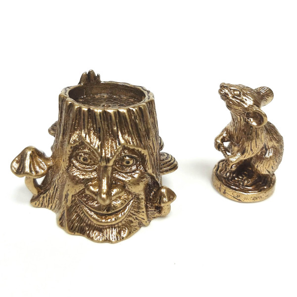 Наперсток из бронзы "Пень с мышкой" №JN2-2297