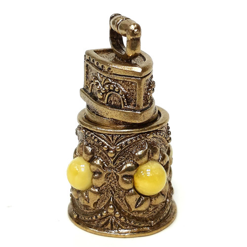 Наперсток из бронзы и янтаря "Ажурный с утюгом" №JN21-19042B