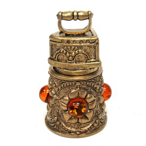 Наперсток из бронзы и янтаря "Ажурный с утюгом" №JN21-19042K