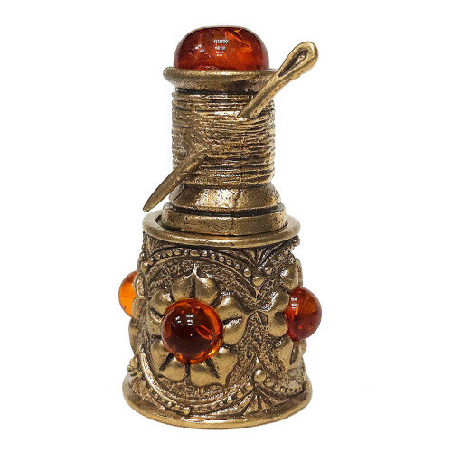 Наперсток из бронзы и янтаря "Ажурный с катушкой" №JN22-19043K