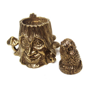 Наперсток из бронзы "Пень с совой" №JN3-1508