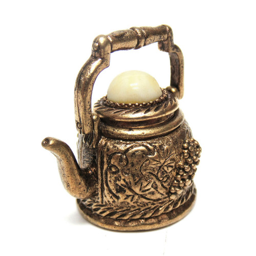 Наперсток из бронзы и янтаря "Чайник" №JN5-618-B