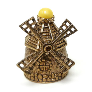 Наперсток из бронзы и янтаря "Мельница" №JN6-1722B