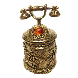 Наперсток из бронзы и янтаря "Ажурный Телефон" №JN7-2320K