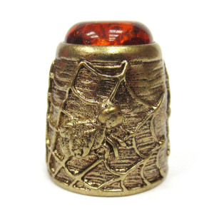 Наперсток из бронзы и янтаря "Паук с кабошоном" №JN27-1478K