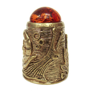 Наперсток из бронзы и янтаря "Улитка с кабошоном" №JN30-1486K