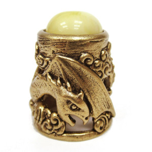 Наперсток из бронзы и янтаря "Дракон с кабошоном" №JN35-1553B