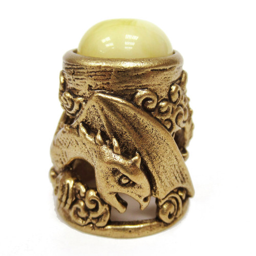Наперсток из бронзы и янтаря "Дракон с кабошоном" №JN35-1553B