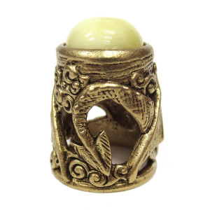 Наперсток из бронзы и янтаря "Дракон с кабошоном" №JN35-1553B