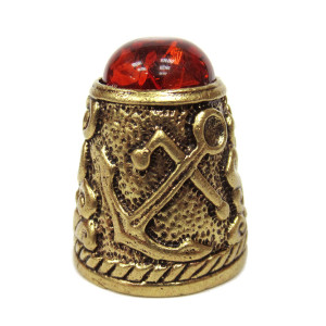 Наперсток из бронзы и янтаря "Парусник и Якорь с кабошоном" №JN36-1556K