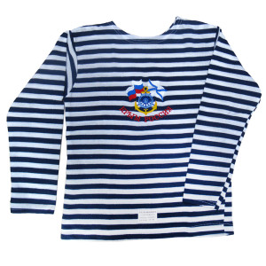 Тельняшка с длинным рукавом (темно-синяя) "Крым-Россия" №TR38-40-3