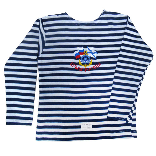 Тельняшка с длинным рукавом (темно-синяя) "Крым-Россия" №TR38-40-3