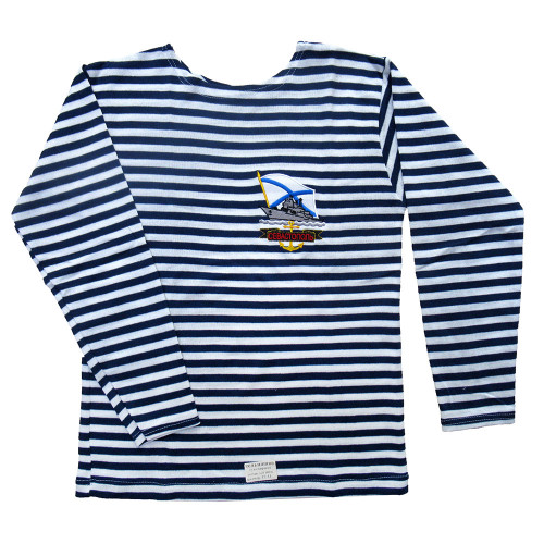 Тельняшка с длинным рукавом (темно-синяя) "Севастополь" №TR42-44-1