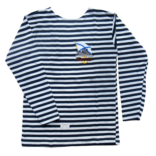 Тельняшка с длинным рукавом (темно-синяя) "Севастополь" №TR46-48-1