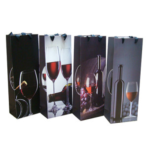 Пакет подарочный для бутылки "Бокал с бутылкой" №10362-6