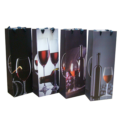 Пакет подарочный для бутылки "Бокал с бутылкой" №10362-6