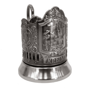 Подстаканник никелированный с чернью "Крым-Ласточкино Гнездо" №7408-160