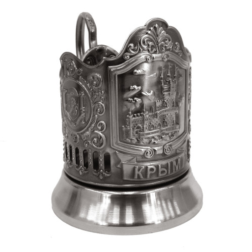 Подстаканник никелированный с чернью "Крым-Ласточкино Гнездо" №7408-160