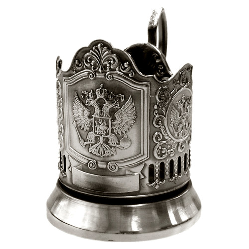 Подстаканник никелированный с чернью "Герб РФ" №71408