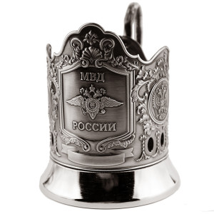 Подстаканник никелированный с чернью "МВД" №7408-101